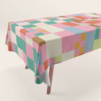 Retro vintage checkered geometric pattern Tablecloth Gallery Image 1