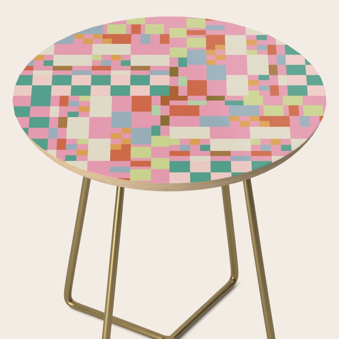 Retro vintage checkered geometric pattern Side Table Gallery Image 2