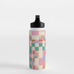 Retro vintage checkered geometric pattern Water Bottle Gallery Image 3