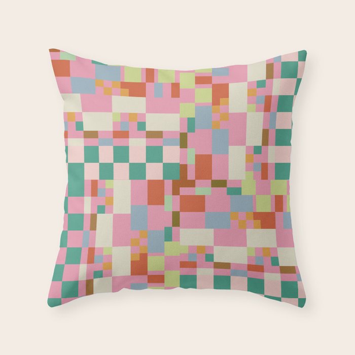 Retro vintage checkered geometric pattern Throw Pillow Gallery Image 6