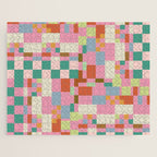 Retro vintage checkered geometric pattern Jigsaw Puzzle Gallery Image 1