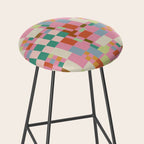 Retro vintage checkered geometric pattern Stool Gallery Image 2