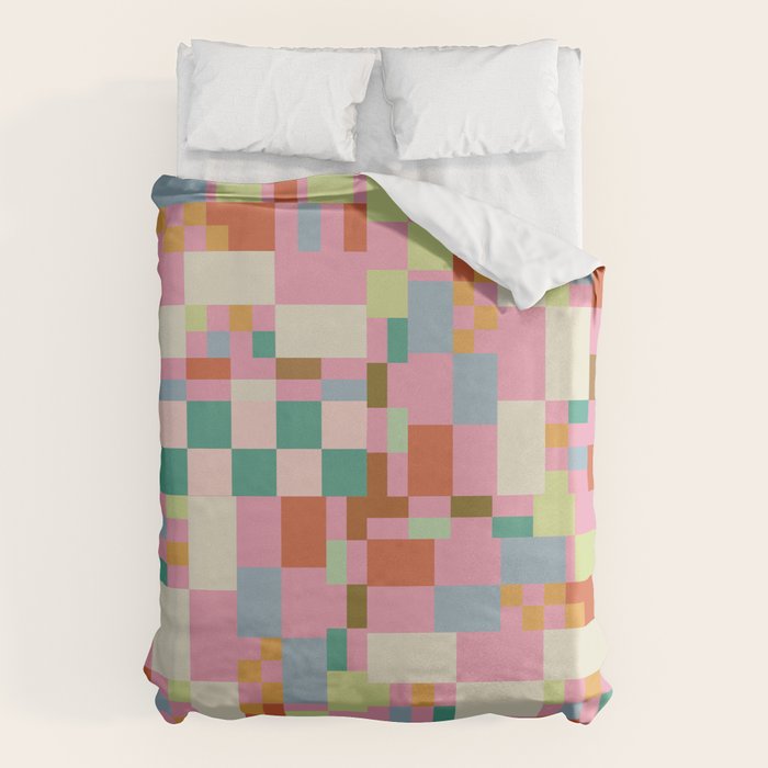Retro vintage checkered geometric pattern Duvet Cover Gallery Image 6