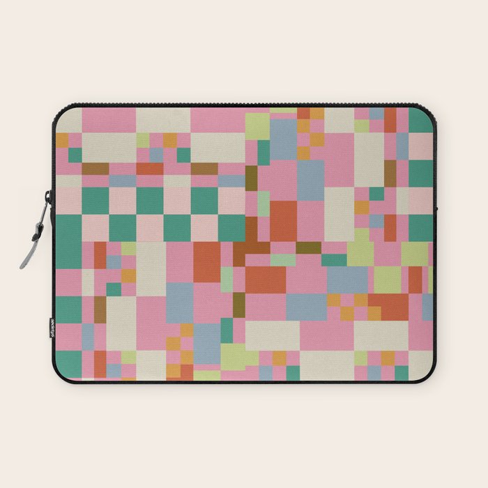 Retro vintage checkered geometric pattern Laptop Sleeve Gallery Image 1