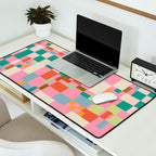 Retro vintage checkered geometric pattern Desk Mat Gallery Image 2