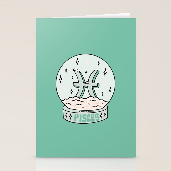 Pisces Snow Globe Stationery Card Gallery Image 1
