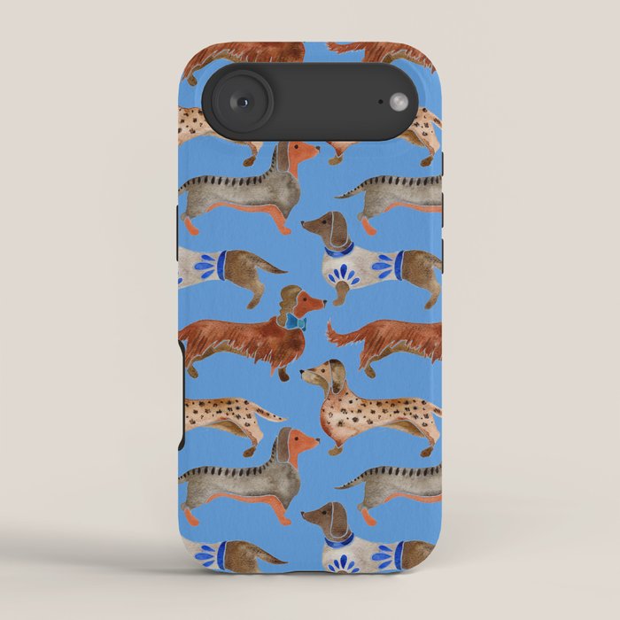 Dachshunds - Cornflower Blue Palette iPhone Case Gallery Image 2