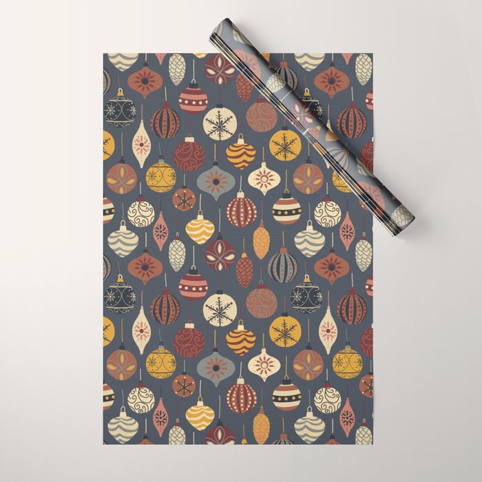 Vintage Christmas Ornaments Wrapping Paper Gallery Image 1