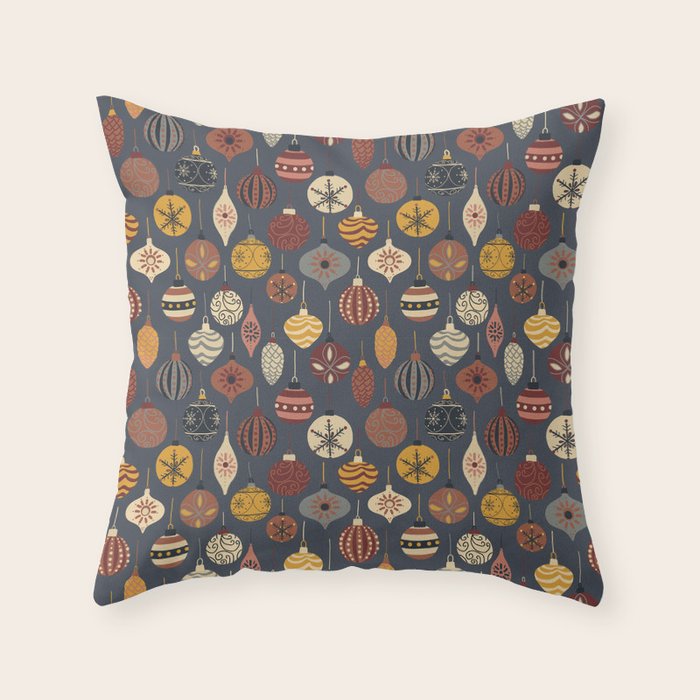 Vintage Christmas Ornaments Throw Pillow Gallery Image 1