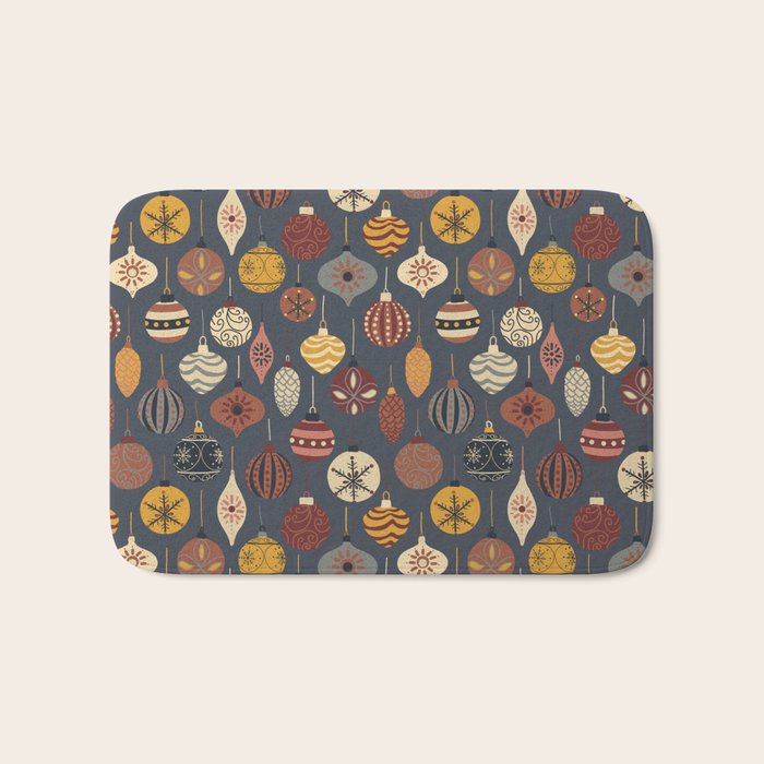 Vintage Christmas Ornaments Bath Mat Gallery Image 1