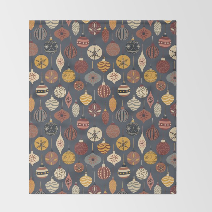 Vintage Christmas Ornaments Throw Blanket Gallery Image 2