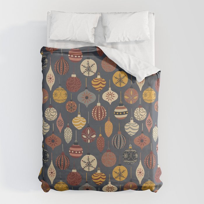 Vintage Christmas Ornaments Duvet Cover Gallery Image 1