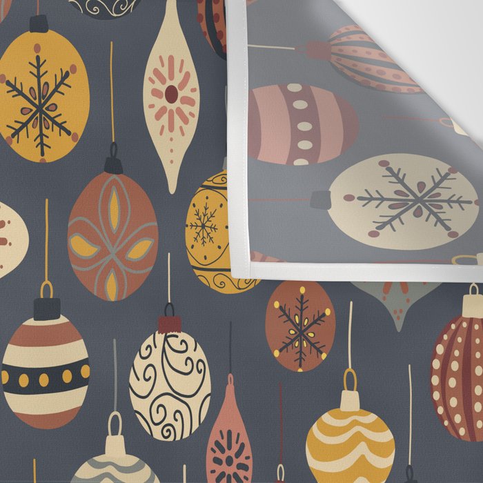 Vintage Christmas Ornaments Wall Tapestry Gallery Image 3
