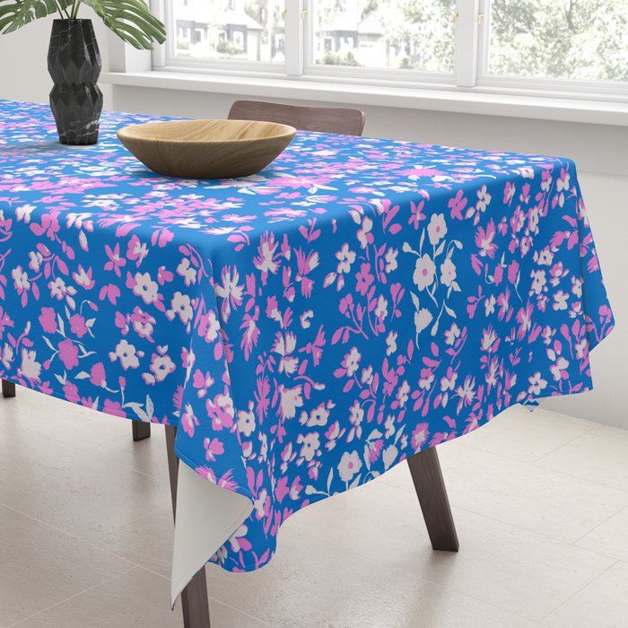 Pink and blue pop art ditsy Tablecloth Gallery Image 3