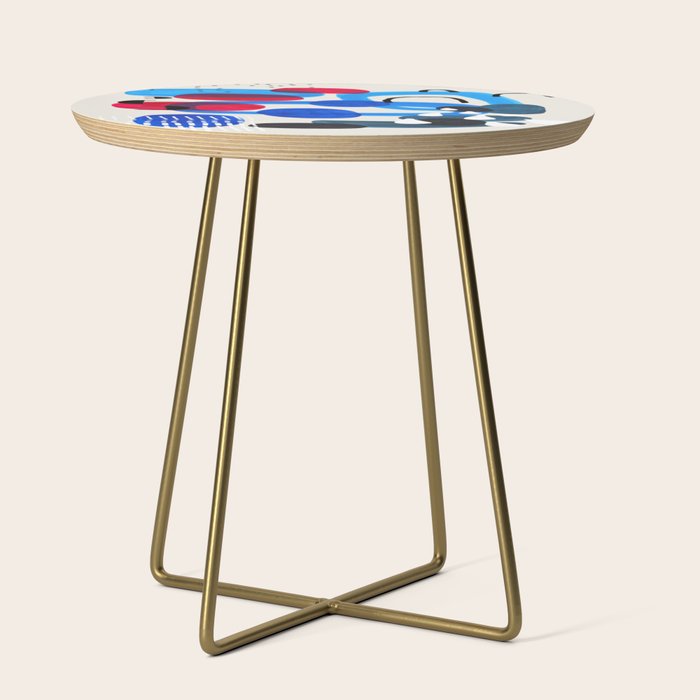 Mid Century Modern Abstract Colorful Art Patterns Ocean Blue Turquoise Grey Side Table Gallery Image 1
