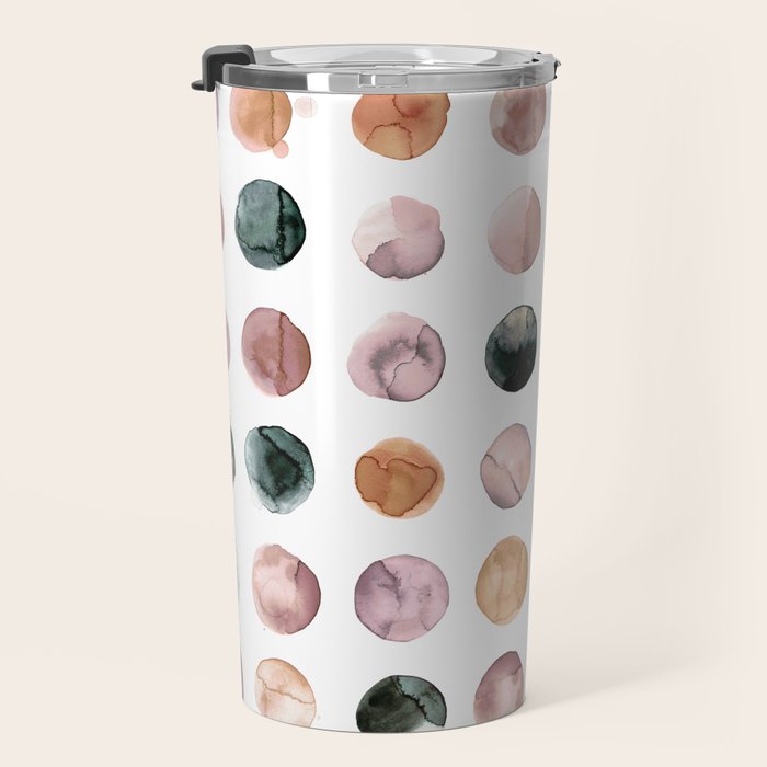 Watercolor Earth Tone Dots Minimal Boho Pattern Travel Mug Gallery Image 3