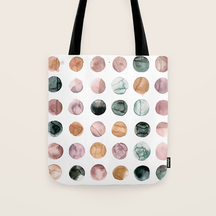 Watercolor Earth Tone Dots Minimal Boho Pattern Tote Bag Gallery Image 1
