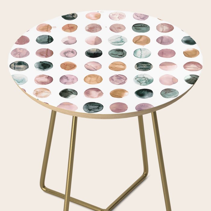 Watercolor Earth Tone Dots Minimal Boho Pattern Side Table Gallery Image 2
