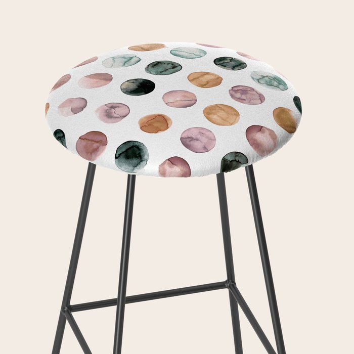 Watercolor Earth Tone Dots Minimal Boho Pattern Stool Gallery Image 2