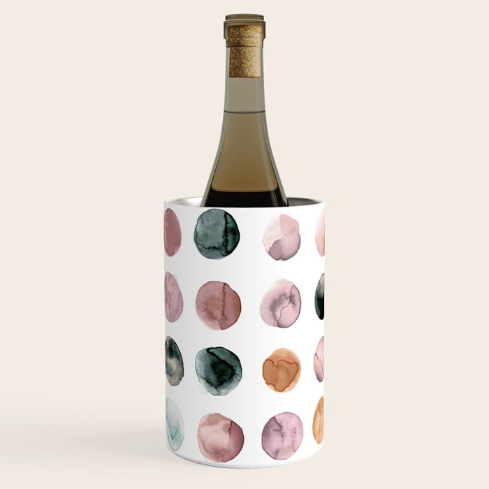 Watercolor Earth Tone Dots Minimal Boho Pattern Wine Chiller Gallery Image 2