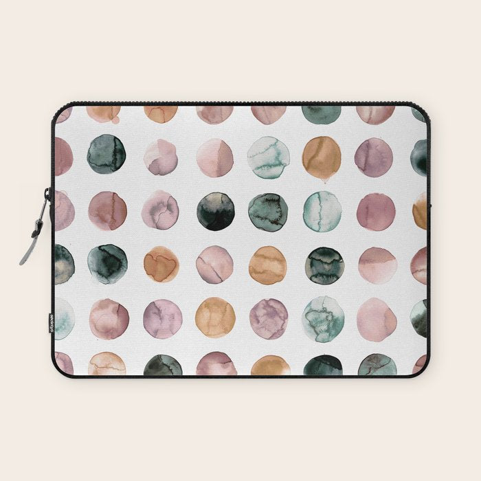 Watercolor Earth Tone Dots Minimal Boho Pattern Laptop Sleeve Gallery Image 1