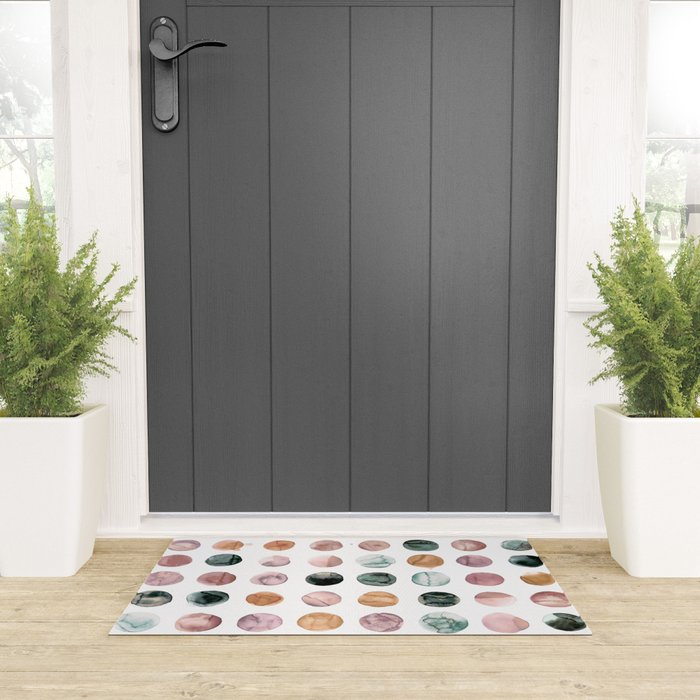 Watercolor Earth Tone Dots Minimal Boho Pattern Welcome Mat Gallery Image 3