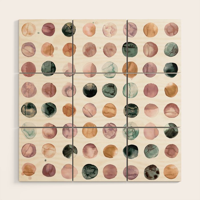 Watercolor Earth Tone Dots Minimal Boho Pattern Wood Wall Art Gallery Image 1