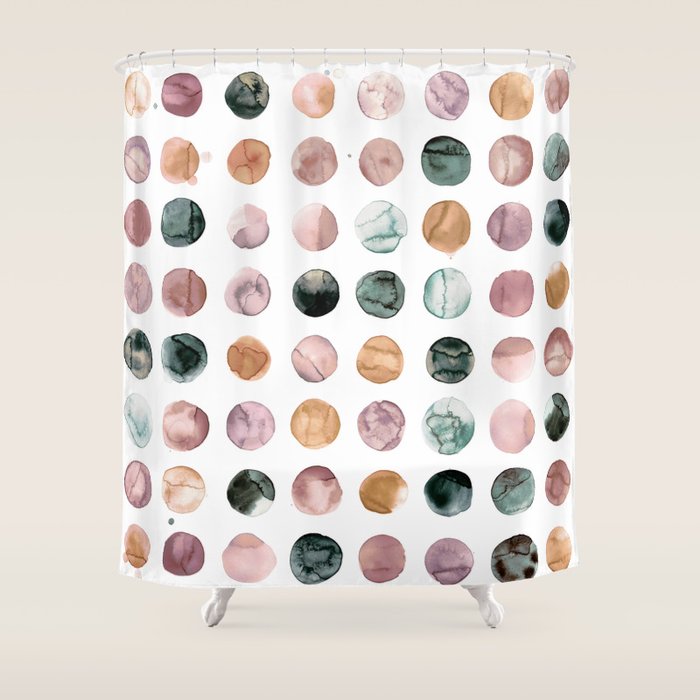 Watercolor Earth Tone Dots Minimal Boho Pattern Shower Curtain Gallery Image 1