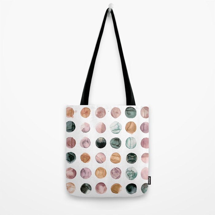 Watercolor Earth Tone Dots Minimal Boho Pattern Tote Bag Gallery Image 2