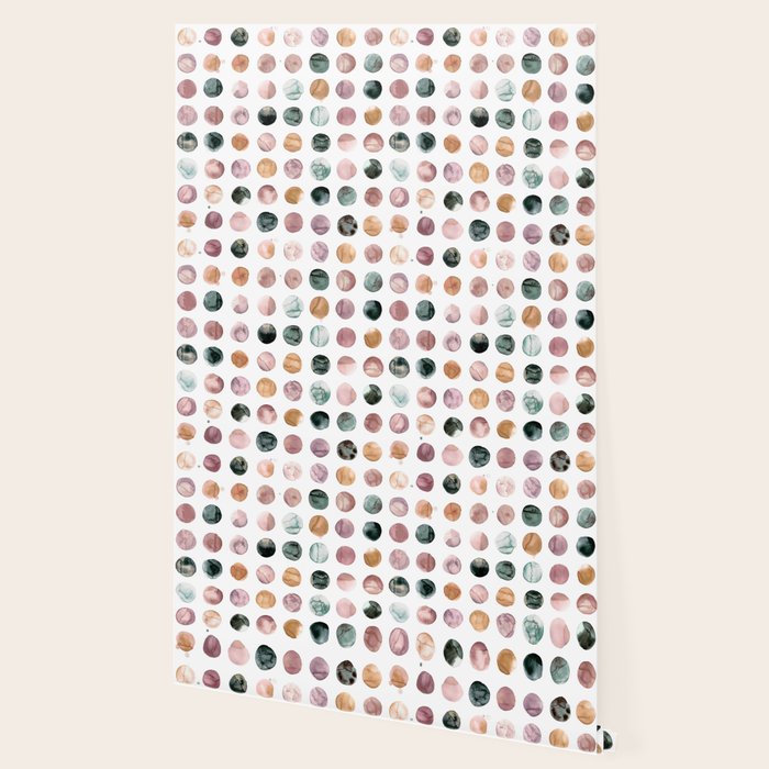 Watercolor Earth Tone Dots Minimal Boho Pattern Wallpaper Gallery Image 2