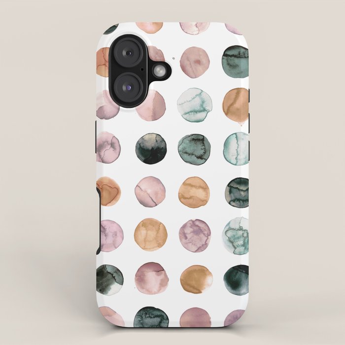 Watercolor Earth Tone Dots Minimal Boho Pattern iPhone Case Gallery Image 1