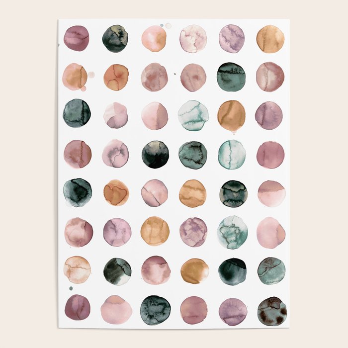 Watercolor Earth Tone Dots Minimal Boho Pattern Poster Gallery Image 4