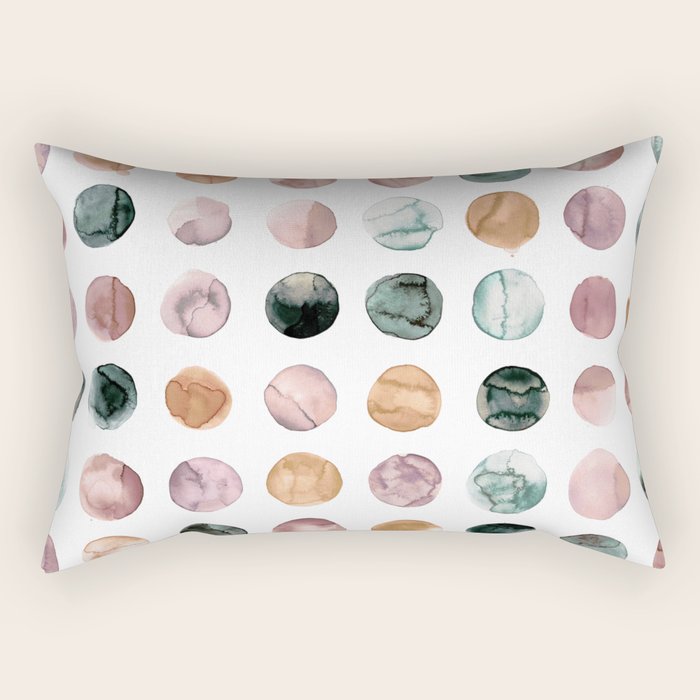 Watercolor Earth Tone Dots Minimal Boho Pattern Rectangular Pillow Gallery Image 1