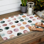 Watercolor Earth Tone Dots Minimal Boho Pattern Outdoor Rug Gallery Image 2