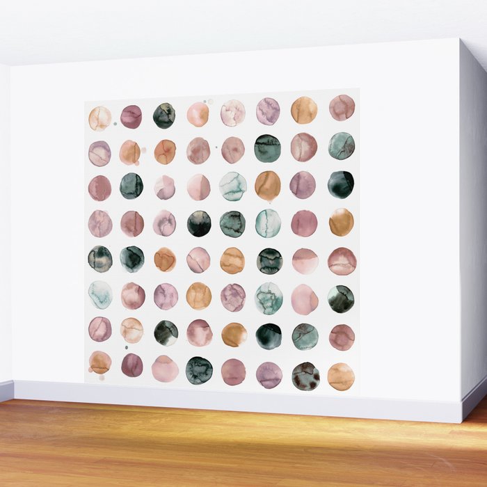 Watercolor Earth Tone Dots Minimal Boho Pattern Wall Mural Gallery Image 2