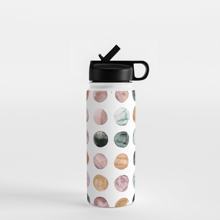 Watercolor Earth Tone Dots Minimal Boho Pattern Water Bottle Gallery Image 1