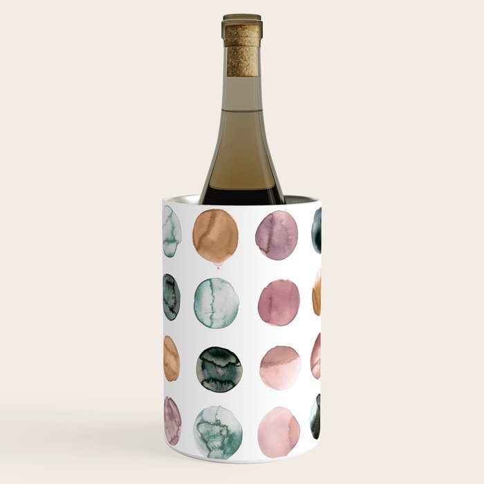 Watercolor Earth Tone Dots Minimal Boho Pattern Wine Chiller Gallery Image 3