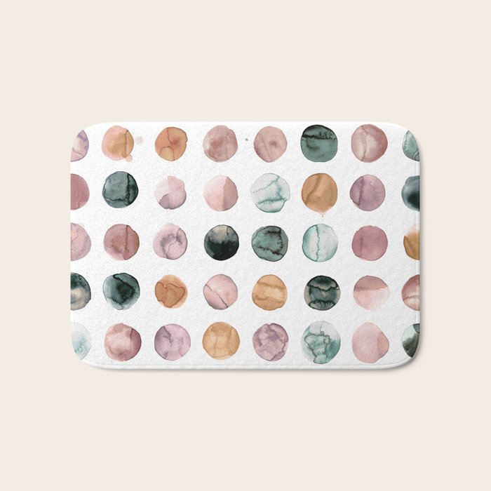 Watercolor Earth Tone Dots Minimal Boho Pattern Bath Mat Gallery Image 1
