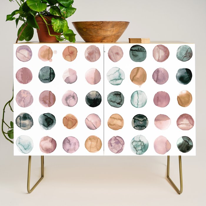 Watercolor Earth Tone Dots Minimal Boho Pattern Credenza Gallery Image 1