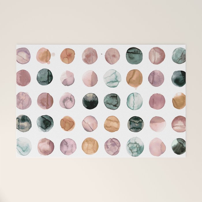 Watercolor Earth Tone Dots Minimal Boho Pattern Welcome Mat Gallery Image 1