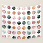 Watercolor Earth Tone Dots Minimal Boho Pattern Wall Tapestry Gallery Image 4