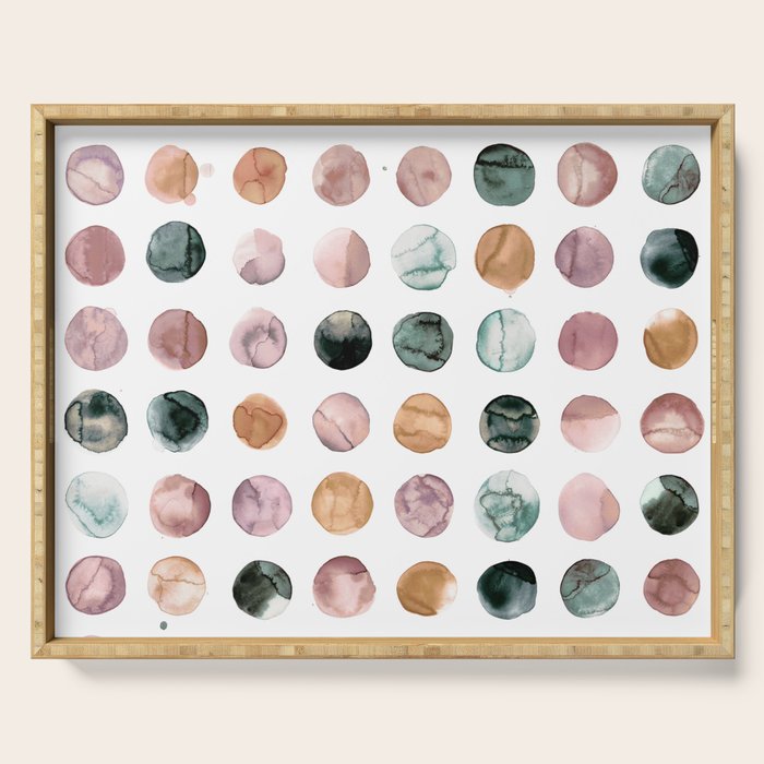 Watercolor Earth Tone Dots Minimal Boho Pattern Serving Tray Gallery Image 1