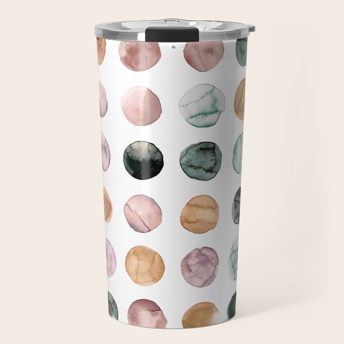 Watercolor Earth Tone Dots Minimal Boho Pattern Travel Mug Gallery Image 1