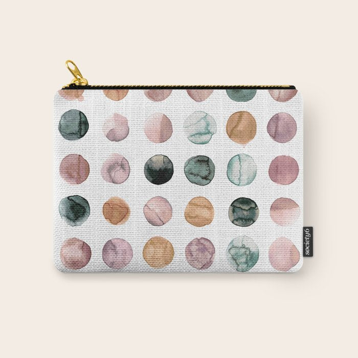Watercolor Earth Tone Dots Minimal Boho Pattern Carry All Pouch Gallery Image 1