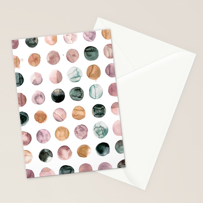 Watercolor Earth Tone Dots Minimal Boho Pattern Stationery Card Gallery Image 2