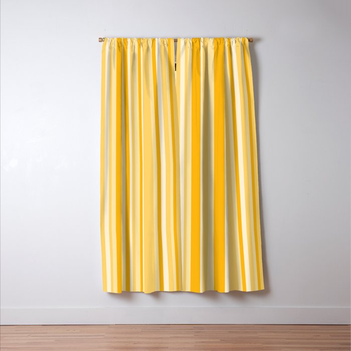 Classic Stripes XXII - Golden Sunshine Yellow Window Curtain Gallery Image 3