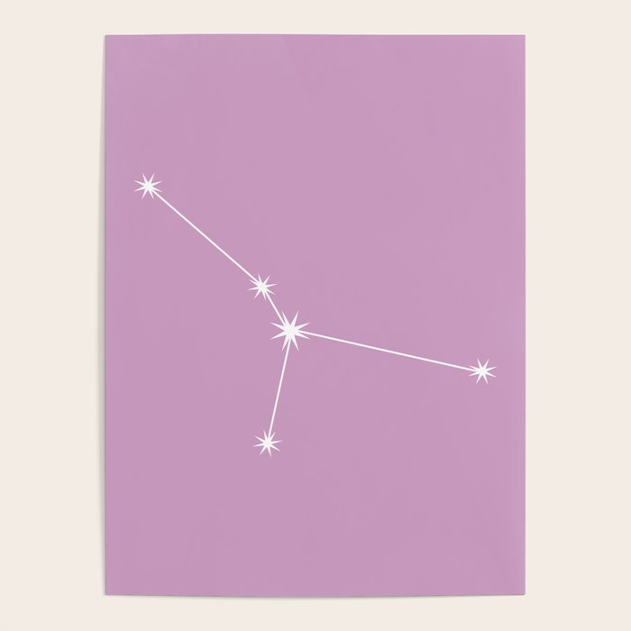 Cancer Zodiac Star Constellation Line Art Pastel Lilac Poster Gallery Image 1