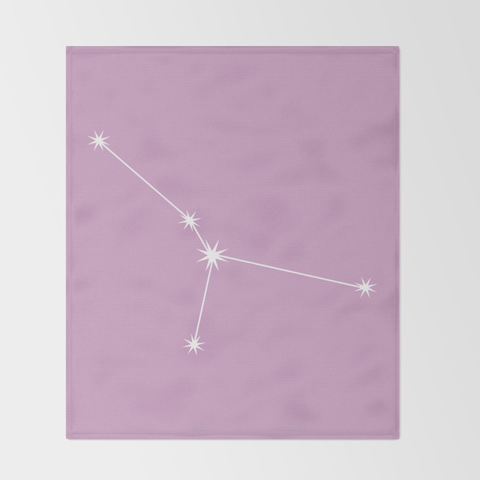 Cancer Zodiac Star Constellation Line Art Pastel Lilac Throw Blanket Gallery Image 2