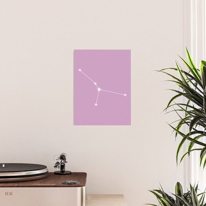 Cancer Zodiac Star Constellation Line Art Pastel Lilac Poster Gallery Image 2