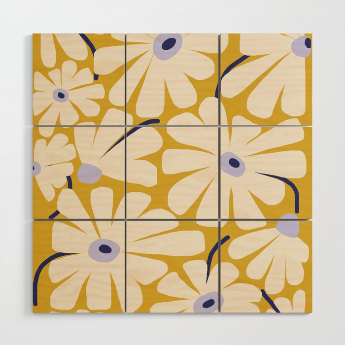 Daisy fresh - yellow peri Wood Wall Art Gallery Image 1